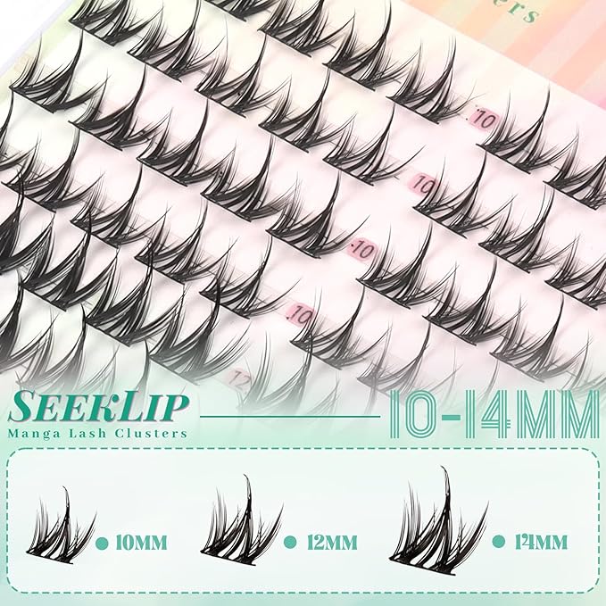 Lash Clusters Manga Eyelash Clusters C Curl 120PCS 10-14MM Mixed Deer Anime Natural Look Cluster Eyelash Extensions Spiky Natural Cluster Eyelashes for DIY Doe Eyed at Home (Pulse)