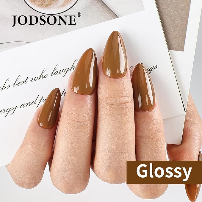 JODSONE Caramel Brown Gel Nail Polish 10ml Soak Off Nail Polish Chestnut Brownie Nail Color Salon Quality Long-Lasting Low Odor Need U V Lamp Curing