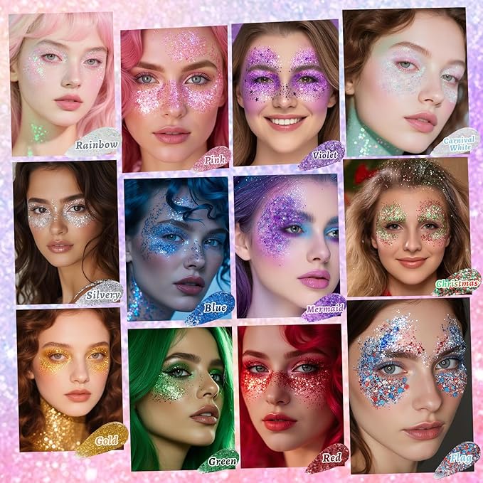 Mermaid Face and Body Glitter Stick for Sparkling Makeup, Hair Glitter Accessories for Women, Highlighting Stick for Fairy Dust Makeup, Cheerful Face Glitter for Festive Parties and Carnivals