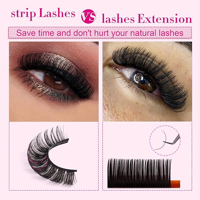 JIMIRE Russian Strip Volume Eyelashes DD Curl Wispy Fluffy False Eyelashes Look Like Lash Extensions Natural Lashes Pack 16 Pairs