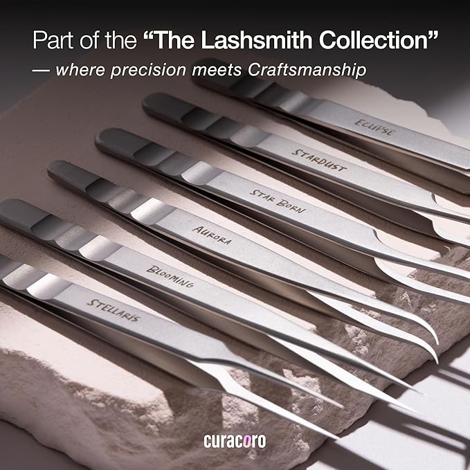 Curacoro Lash Tweezers - LashSmith L-Shaped Eyelash Tweezer for Thick Volume Lashes