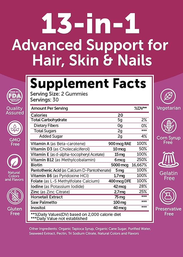 Lunakai USA Made Hair Glow & Grow + Collagen Extra Strength Gummies Bundle – Naturally Flavored, Non-GMO – 60ct Each
