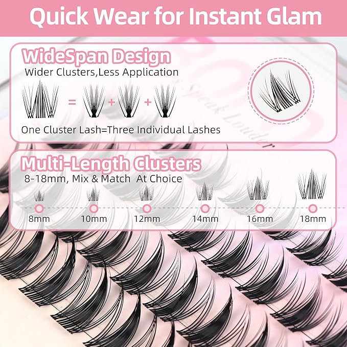 Spiky Fairy Lash Clusters with 0.05mm Thin Band, C Curl Manga Wet-Look Lashes, Most-Used Sizes for Daily Wear,Travel Compact Pack,Budget-Friendly for Beginner&Trial Seeker,FayJoo BOLD FLICKER 11 Lite