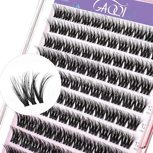 GAQQI Lash Clusters, Cluster Eyelash Extensions 110 Cluster Lashes, Wispy Volume Eyelash Clusters 10-14mm, Multilayered 3D Individual Lashes, Soft and Thin Band (3D-GQ08)