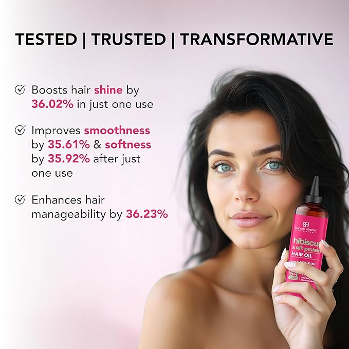 Botanic Hearth Hair Oil for Hair Growth & Hair Relaxer | Strengthening Dry, Frizzy, Damaged Hair & Scalp Treatment | Hibiscus Silk Protein Hair Oil – 6.7 Fl Oz