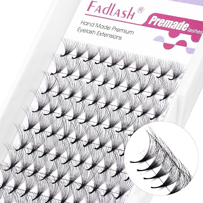 FADLASH Premade Lash Fans Double Layers Fluffy Premade Fans Eyelash Extensions 0.07 Thickness D Curl 10D Volume Lashes Premade Easy Fan Lashes (10D-0.07-D, 8-14mm Mix)