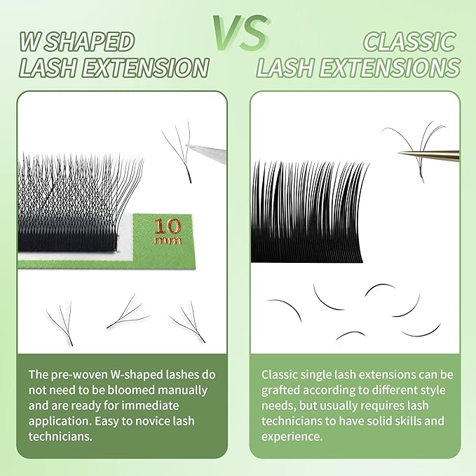 GLAMLASH W Eyelash Extensions 3D Volume Premade Fan Natural Soft Matte Lash Professional Salon Supplies (3D,0.07,L,8-15mm)