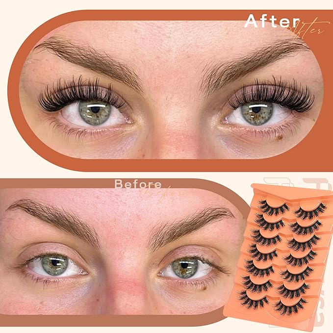 Focipeysa Volume False Eyelashes Manga Wispy Lash Pack 15mm Strip Lash D Curly Faux Mink Lashes that Look Like Lash Extensions Wispy False Lash Pack DIY Lash at Home