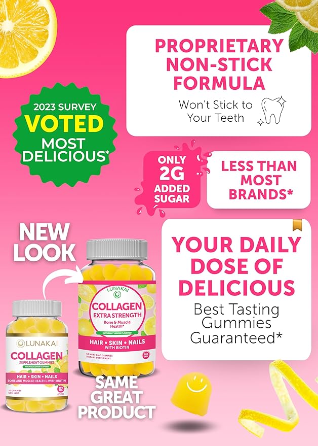 Lunakai Collagen, Biotin and Vitamin B12 Bundle - Anti Aging Supplements for Men & Women, with VIT C for Hair Skin and Nails Growth, Methylcobalamin 3000mcg Organic Gummy - Non-GMO Vegan Supplement