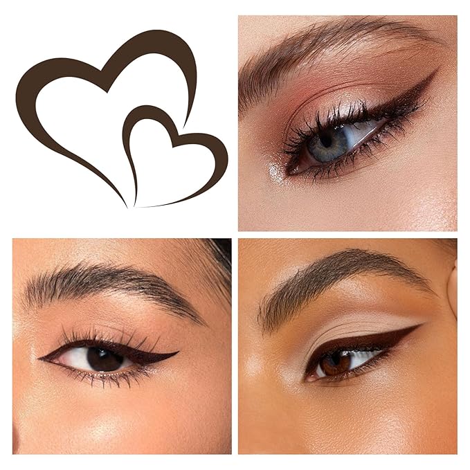 Waterproof Liquid Eye Liner, Stay One Day Makeup with Fine Brush Tip Lasting Satin Finish, Smudge-Proof & Transfer-Resistant (02# Dark Brown)