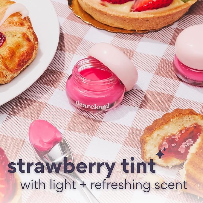 dearcloud Dewy Lip Jam – Hydrating Lip Balm & Gloss with Vitamin E, Korean Skincare (Strawberry)