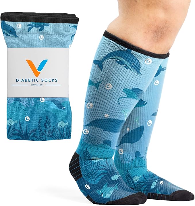 Viasox Compression Socks for Women and Men, Knee High Socks 12-15 mmhg Circulation Support for Flight, Travel, Daily