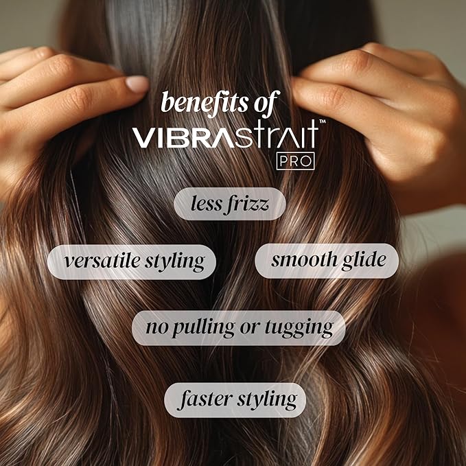 Vibrastrait Pro Vibrating Ceramic Tourmaline Ionic Flat Iron, 1.75-inch | Fast, Frizz-Free Ceramic Hair Straightener: Easy, Gentle Glide for Waves, Curls, Smooth Hair | Professional Hair Styling Tools
