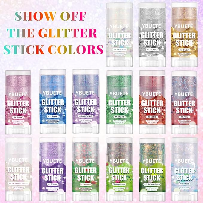 Pink Face and Body Glitter Stick for Sparkling Makeup, Hair Glitter Accessories for Women, Highlighting Stick for Fairy Dust Makeup, Cheerful Face Glitter for Festive Parties and Carnivals