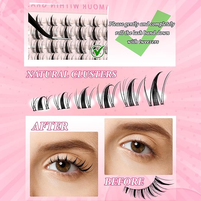 Himirell Clear Lash Clusters Manga Eyelash Clusters Anime Cluster Eyelash Extensions Clusters Lashes Natural Look Eyelashes Fairy Lash Clusters Manga Individual Lashes (8-16) mm