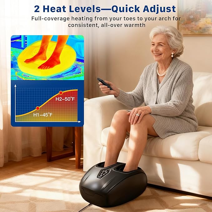 Musugy Foot Massager Machine with Heat : Deep Kneading Shiatsu Foot Massager with Vibration & Compression for Plantar Fasciitis & Neuropathy - for Women & Men,Relax for Office Home Use