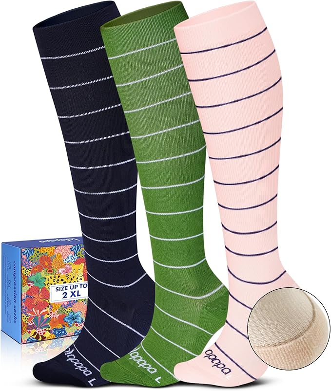 Lalapapa Cute Compression Socks for Women - 3 Pairs 20-30 mmHg Graduated Support Lightweight for Daily Wear Travel Nurse