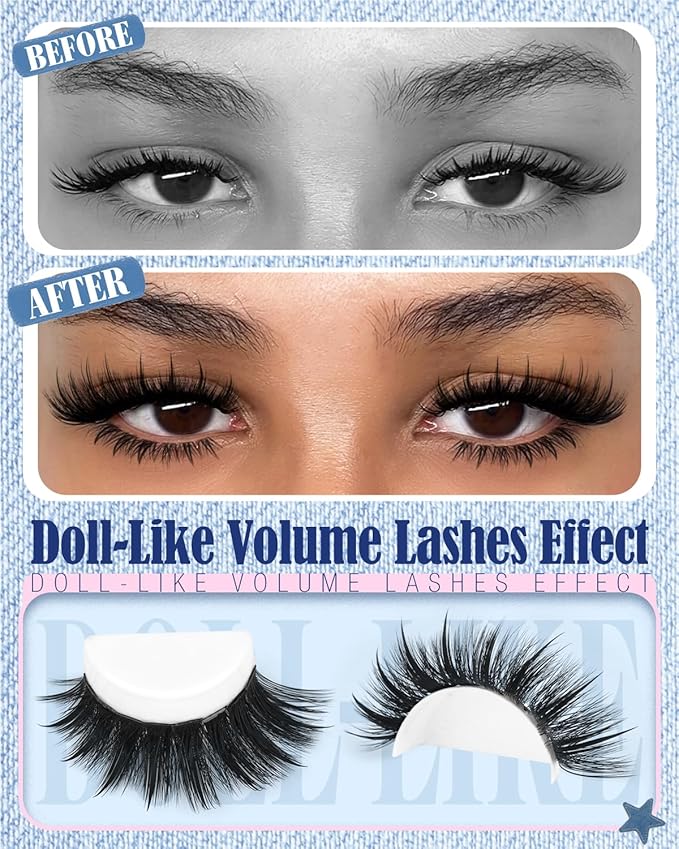 Wispy Lash Clusters Kit Spikes Volume Lash Extension Kit Spiky Eyelash Clusters with Bottom Lashes Thick Individual Lashes D Curly 6-22MM Cluster Lashes Bond and Seal Tweezers by Lvmixwig