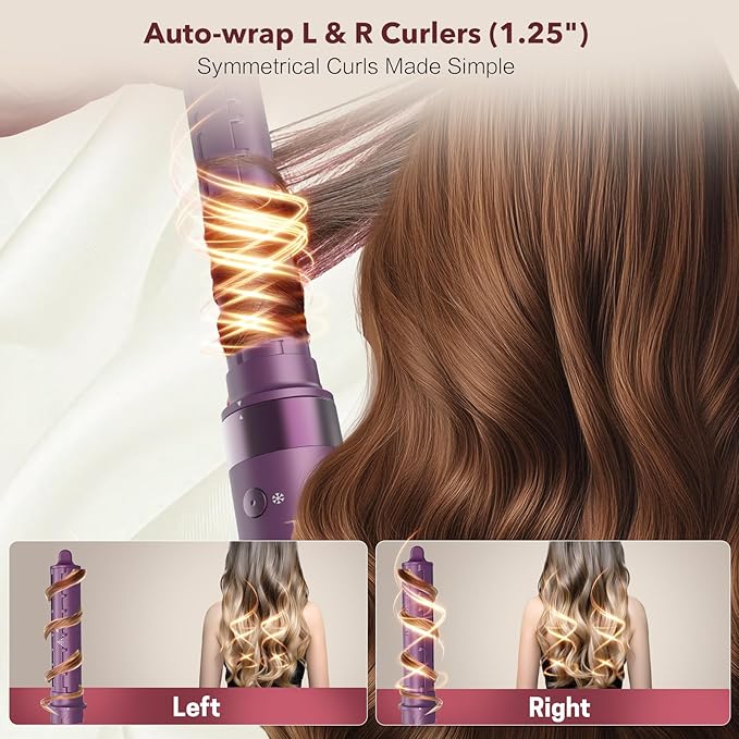 Mythsight StyleVibe 6-in-1 Air Styler, Hair Dryer & Blow Dryer Brush with Travel Case - Auto Wrap Curls (L/R), Fast Drying, Thermal Round Brush for Smooth Blowouts & Frizz-Free Volume, No Heat Damage