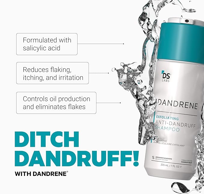 DS Labs Revita Shampoo & Dandrene Anti-Dandruff Shampoo Bundle - Supports Hair Density & Scalp Health, Strengthening, Thickening, Flake Control, For Men & Women