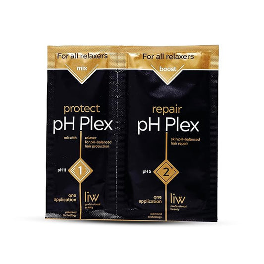 LIW pH Plex Relaxer Steps 1 & 2 Protect & Repair - Hair Care Treatment - Use with Home Hair Relaxer Products - Salon Quality Professional Results at Home - 1 Sachet of Steps 1 & 2