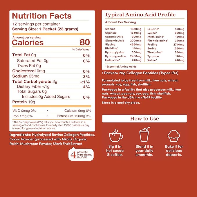 Further Food Chocolate Collagen Peptides Powder Stick Packs, Grass-Fed Pasture-Raised Hydrolyzed Type 1 & 3 Protein, Gut Health + Joint, Hair, Skin, Nails, Paleo Keto Sugar-Free 9.74 oz