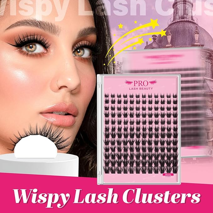 PRO LASHBEAUTY Lash Clusters, Eyelash Clusters 8-18 Mixed Cluster Eyelash Extensions Mixed Lash Extension Reusable Soft & Comfortable (Bloomy,8-18mix)