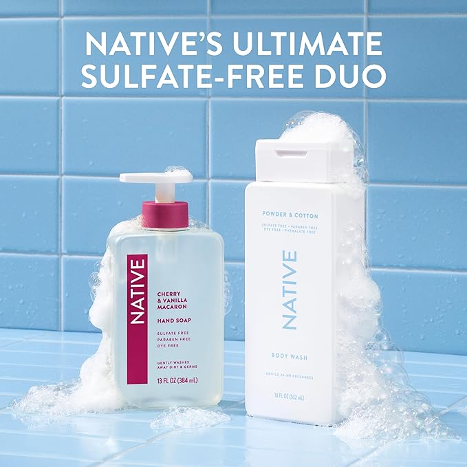 Native Body Wash for Men & Women, Seasonal | Sulfate, Paraben, and Dye Free, with Naturally Derived Clean Ingredients Leaving Skin Soft and Hydrating, Powder & Cotton 18 oz