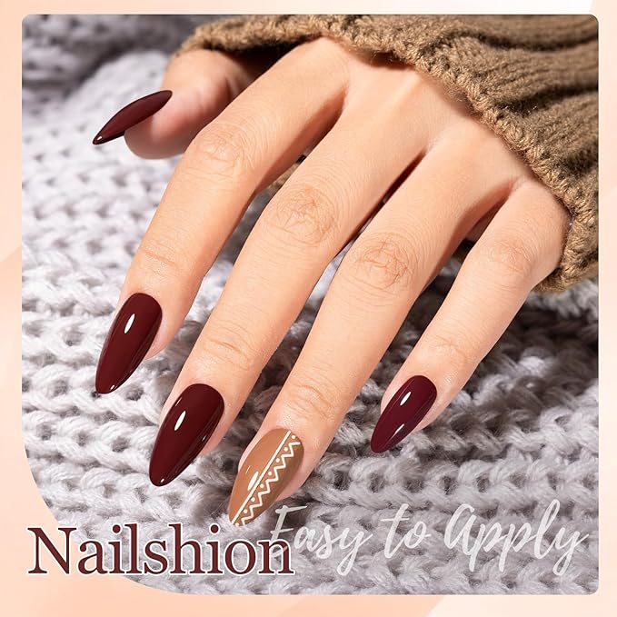 Nailshion Chocolate Brown Nail Polish, 2 Colors Mocha Mousse Fall Winter Nail Polish Duo Non-Gel, Opaque, Fast Drying, Streak Free & Long Lasting Glossy Nail Art Gift for Women