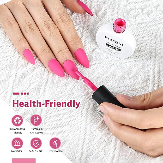 JODSONE Hot Pink Gel Nail Polish 10ml Gel Polish Bright Pink Nail Color Berry Pink Long-Lasting Easy Application Low Odor Need U V Lamp Curing