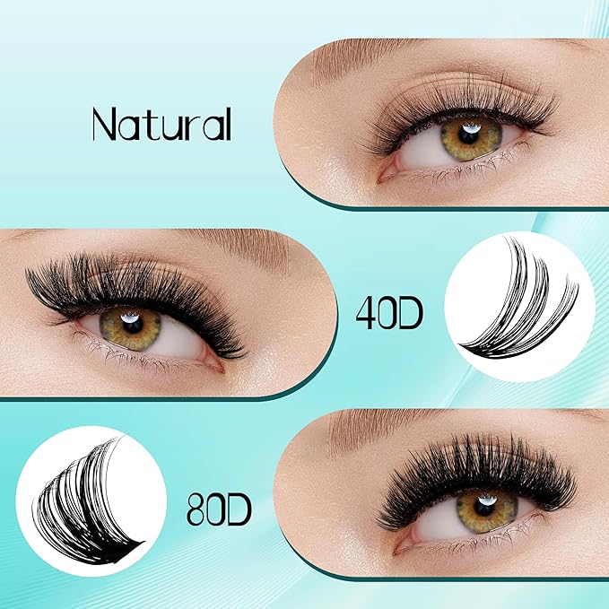 GEMERRY Lash Extension Kit DIY 280pcs Lash Clusters Kit Eyelash Extension Kit D Curl Individual Lashes Kit with Lash Bond and Seal Lash Tweezers for Self Use（50P-10-18mm)