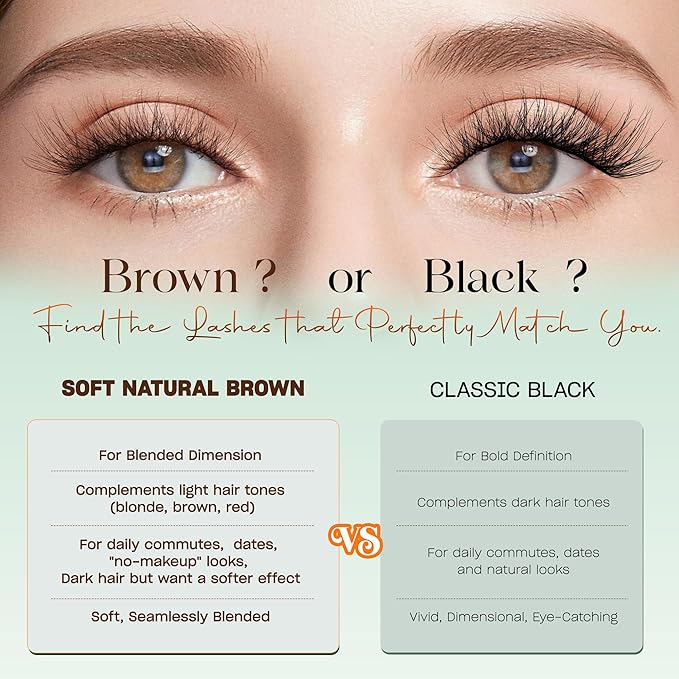 VYRILA Brown Self-Adhesive Lash Cluster Kit, Pre-Glued Clusters with Tweezers, Pop-On Faux Eyelashes, 3D Thin Band D Curl Natural Lahses, Easy to Apply, Reusable 0.05mm Eyelash Extensions (Hush-Brown)