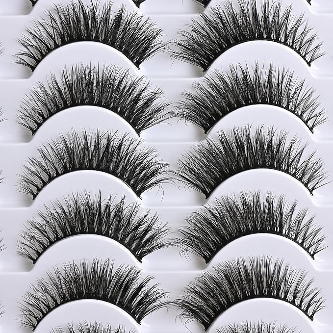 APCYUST Wispy Eyelashes Natural Cat Eye Lashes Short Mink Lash Strips Fluffy Fake Cateye Eyelash 14 Pairs False Volume Eye Lash Pack Natural Look