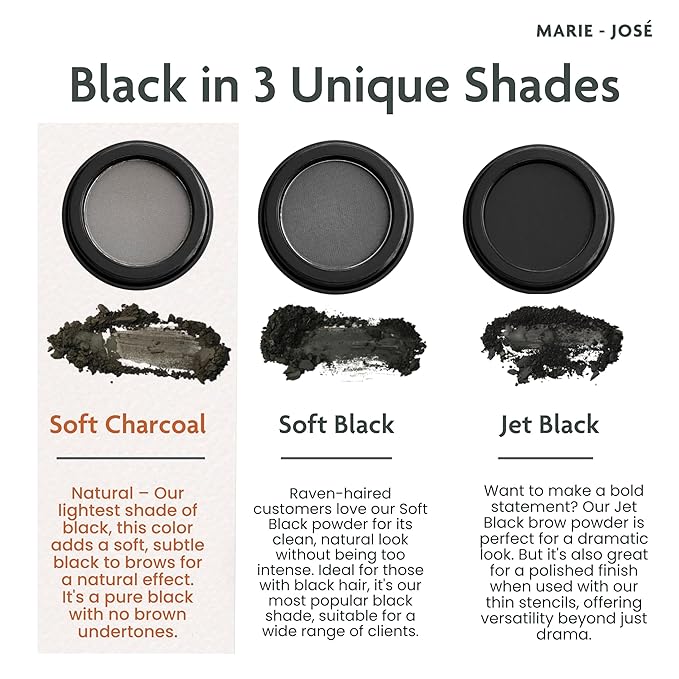 Eyebrow Powder – Long-Lasting, Waterproof, Smudge-Proof Brow Powder for Natural, Defined Brows – Vegan & Cruelty-Free Eyebrow Makeup by Marie-José (Charcoal)