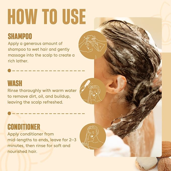 INFINA ESSENTIALS Shea Butter Shampoo & Conditioner Set | 16 fl oz Each | with Batana Oil & Argan Oil | Moisturizing, Strengthening & Frizz Control Formula | Supports Hair Growth & Adds Thickness