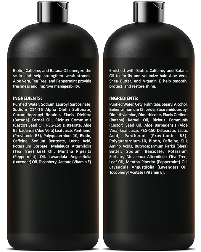 INFINA ESSENTIALS Caffeine Biotin Shampoo and Conditioner Set | 16 fl oz Each | with Batana Oil | Nourishing & Strengthening Formula | Promotes Hair Growth, Thickness & Fuller-Looking Hair