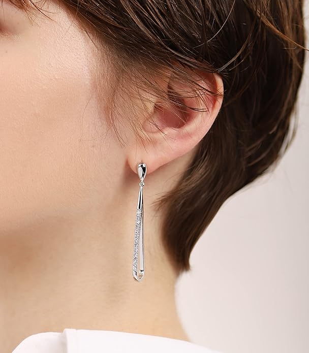 OZEL 14K Gold & Silver Plated Paperclip Chain Earrings with Cubic Zirconia – Dangle, Hoop, Huggie, Stud Styles – Women’s Fashion Jewelry Gift