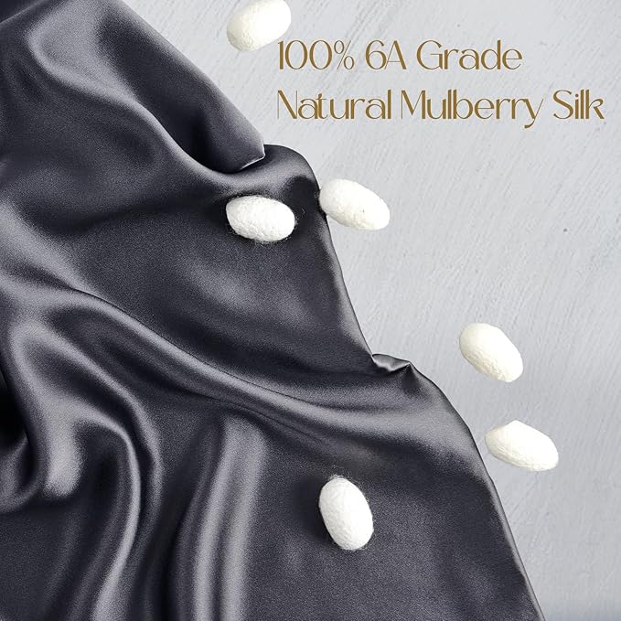 ZIMASILK 100% Pure Mulberry Silk Pillowcase for Hair and Skin Health,Soft and Smooth,Both Sides Premium Grade 6A Silk,600 Thread Count,with Hidden Zipper,1pc (Queen 20''x30'',Dark Gray)