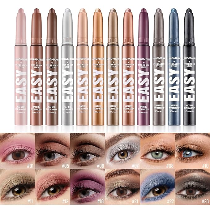 Jolilab Eyeshadow Stick Set, 2 PCS Matte Professional Bright-Colored Contouring and Highlight Eyeshadow Stick, Cream Waterproof Long Lasting High Pigmented Eye Shadow. (2, 01+18 2pcs)