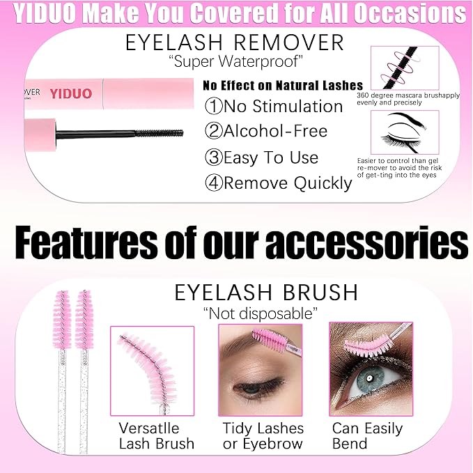 60D Volume Lash Clusters Kit with Long 14-16mm Lashes Spikes+Bottom Clusters Eyelash Extension Kit 280Pcs D-curly Wispy Individual Lash Extensions Kit DIY Spiky Lash Bond and Seal by YIDUO