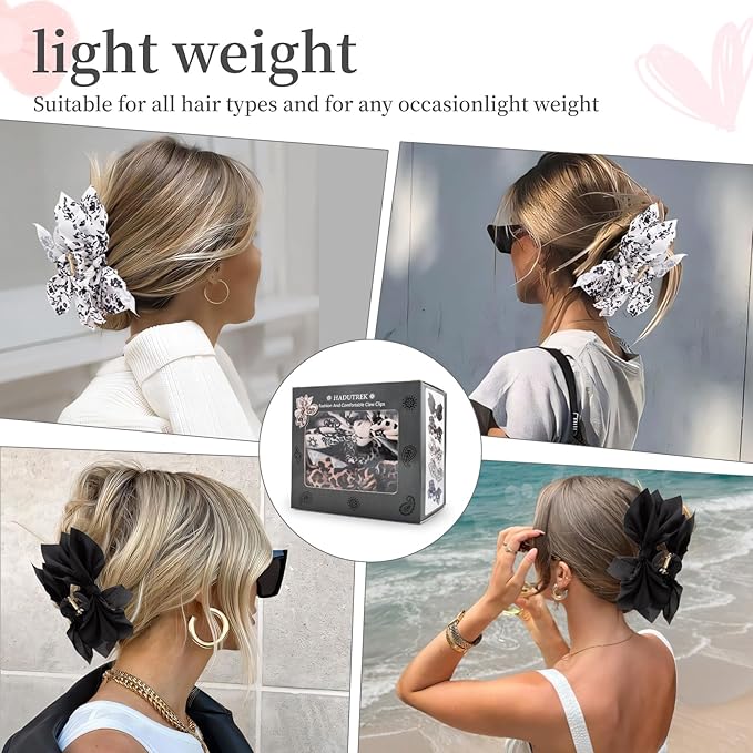 Bow Claw Hair Clips 2PCS Big Hair Bows for Women Butterfly Styling Large Hair Clips for Thin Thick Curly Hair for Girls Hair Accessories for Teens Gifts for Valentine's Day