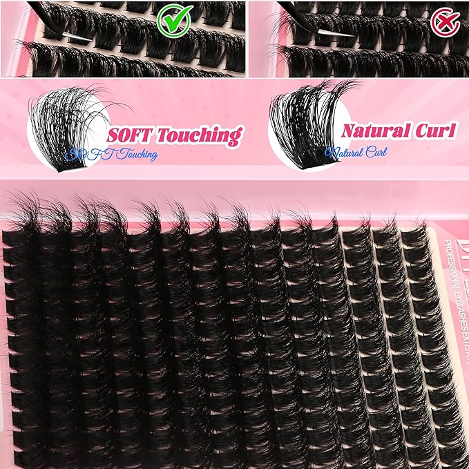 D Curl Lash Clusters Extensions 280 Pcs Individual Eye lash Clusters 120D Cluster Eyelash Lashes Wispy Clusters Lashes Makeup at Home - DIY Lash Extension Kit for Self Application (10-20MM) Mix