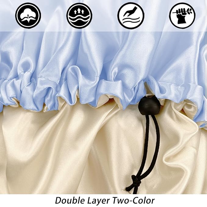 Satin Silk Bonnet For Curly Hair Bonnet Braid Bonnet For Sleeping Bonnets For Women Large Double-layer Adjustable