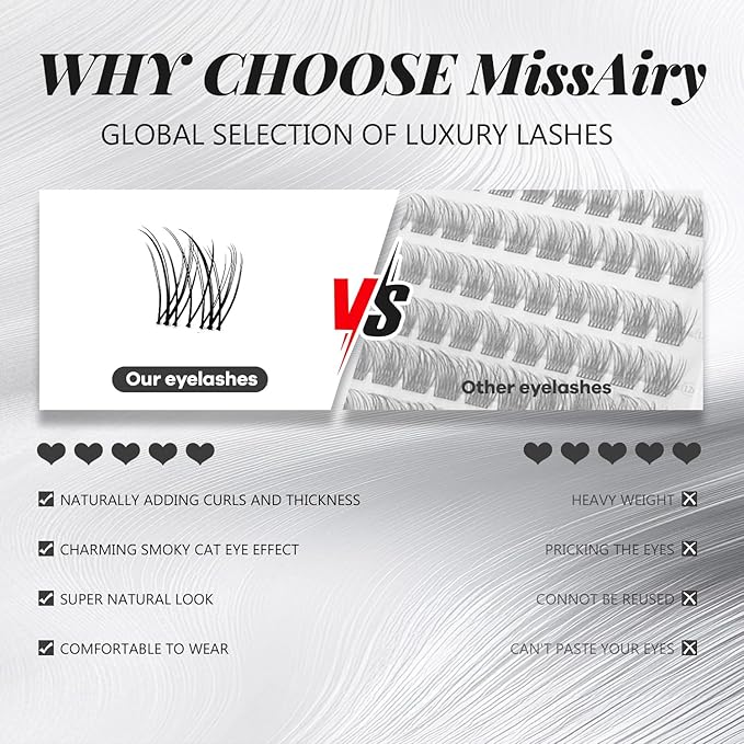 Velure Lash Clusters Eyelash Extensions Natural Lashes Individual Lash Clusters 8-16MM Eyelash Clusters Natural with Invisible Band Venus D Curly Individual Lashes by MissAiry(Velure 8-16MM)