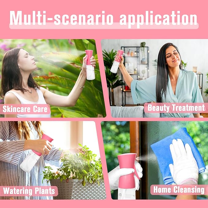 Fun Gift Spray Bottle For Hair,Continuous Water Mister for Hairstyling, Salons, Cleaning, Plants,Essential Oil Scents,Ultra Fine Mist Sprayer,6.8 OZ /200 ML-pink(Christmas Gifts)