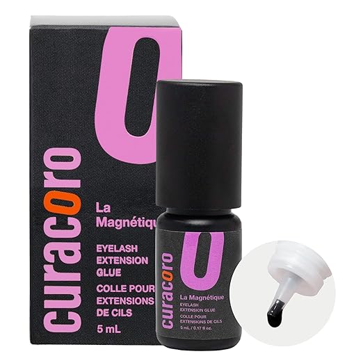 Curacoro Professional Eyelashes Glue - Extra Strong Adhesive for Salon Use, Clear & Black, Multiple Drying Times (0.5-3 Sec), 0.17 fl.oz / 5ml, 7-8 Week Retention - for Trained Lash Technicians Only