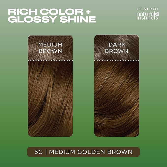 Clairol Natural Instincts Demi-Permanent Hair Dye, 5G Medium Golden Brown Hair Color, Pack of 3
