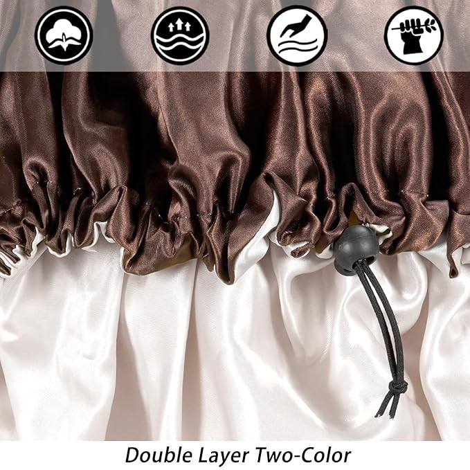 Satin Silk Bonnet For Curly Hair Bonnet Braid Bonnet For Sleeping Bonnets For Women Large Double-layer Adjustable