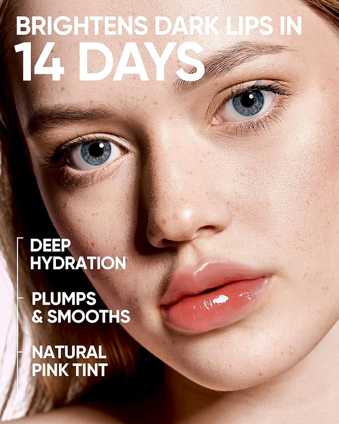 Peptide Brightening Lip Serum, Hydrating & Plumping Tinted Lip Gloss, Moisturizing Lip Balm with Polypeptides & Squalane for Glossy Sheer, Smooth Lips (02 Coral Rose)