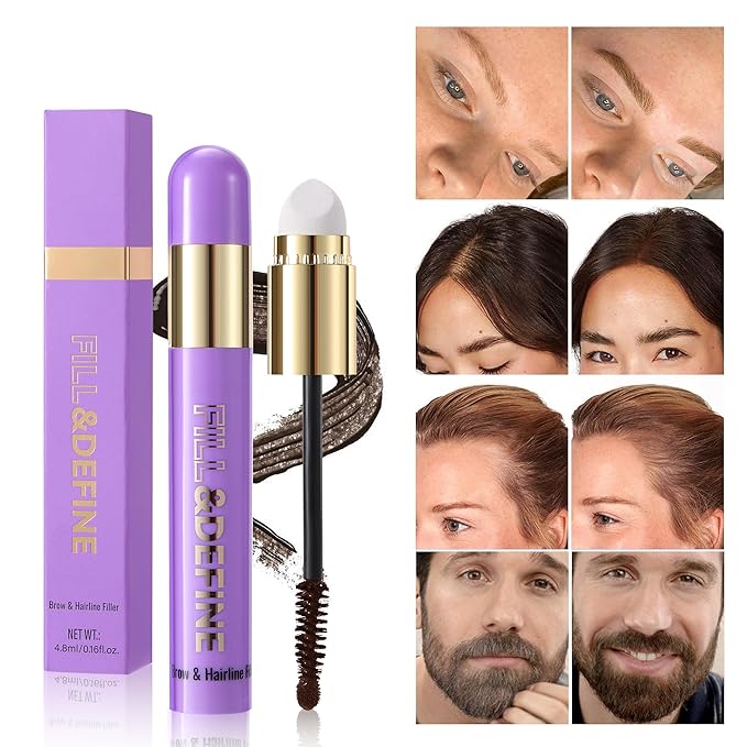 JUAAZIN 3 In 1 Hair Color Concealer Stick - Temporary Gray Hair Cover Up, Root Touch Up Hair Mascara with Precision Applicator, Waterproof Long Lasting for Eyebrows Beard Hairline 03# Medium Brown